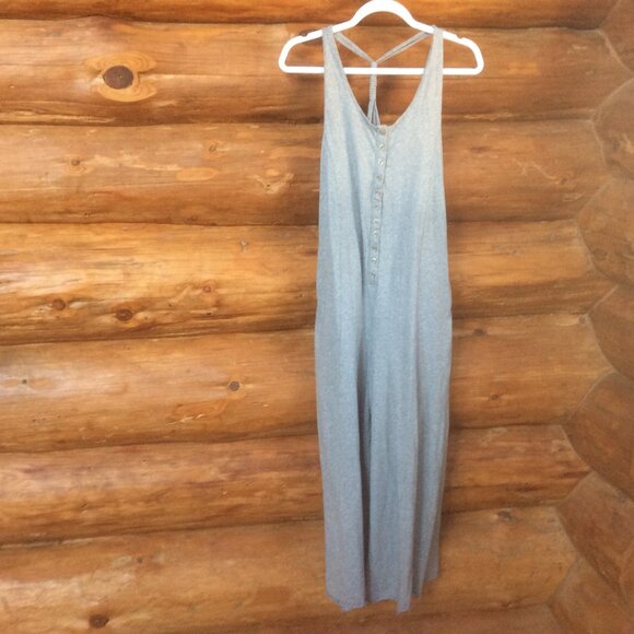 NYTT Gray & White Striped Lagenlook Wide Leg Racerback Festival Jumper SZ Medium - Picture 1 of 5